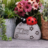 TERESA'S COLLECTIONS Garden Decor, Cute Ladybug Garden Decor with Solar Light, Waterproof Resin Garden Statue, Ladybug Gifts, Garden Gifts for Women Mom, Indoor/Outdoor, 5.1"