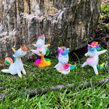 Mood Lab Fairy Garden Figurines - Yoga Unicorn Set (4 pcs) - Miniature Decorative Statues & Accessories - Outdoor & Indoor Garden Decor