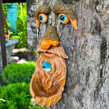 Mood Lab Tree Face Decor with Blue Bird Accent - Outdoor Old Man Face Decoration - Tree Garden Hugger - Yard Art Statue