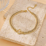 Moodear Gold Ankle Bracelets for Women Waterproof - Trendy 14K Gold Plated Anklets for Women Chunky Cuban Link with CZ Clover Charm Anklet Bracelet Non Tarnish Summer Beach Jewelry Gifts