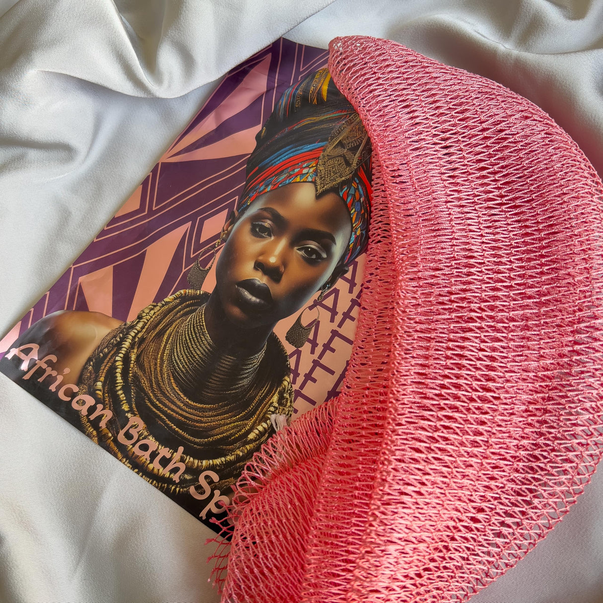 AFRIKI African Net Sponge, Authentic African Exfoliating Sponge, Black Owned, Back Scrubber, 45inch Long, for Normal to Sensitive Skin, for Daily use, Sky Collection