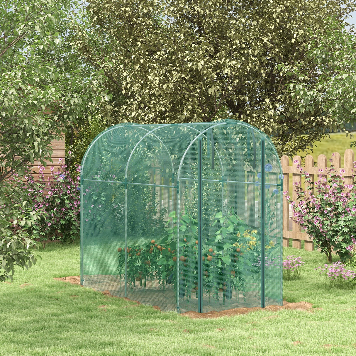 Outsunny 4' x 8' Crop Cage Plant Protection Tent with Zippered Door, Green