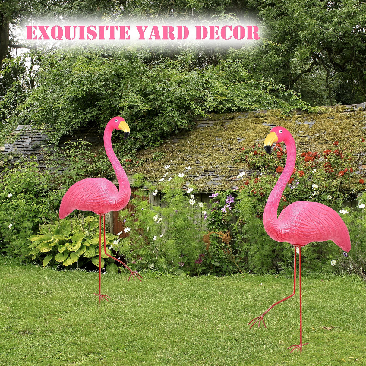 Pink Flamingos Yard Decorations Decor Ornaments for Outdoor Lawn Garden 2pk