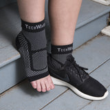 TechWare Pro Ankle Brace Compression Sleeve - Relieves Achilles Tendonitis, Joint Pain. Plantar Fasciitis Foot Sock with Arch Support Reduces Swelling & Heel Spur Pain. (Black/Gray L/XL)