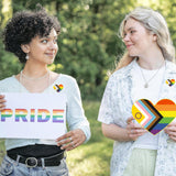 25/50/100/200 pieces heart new Progress Pride Pins LGBTQ Inclusive Progressive rainbow pride flag Lapel Pin for Clothes backpack hat Decoration Souvenir gift badge bulk (50)