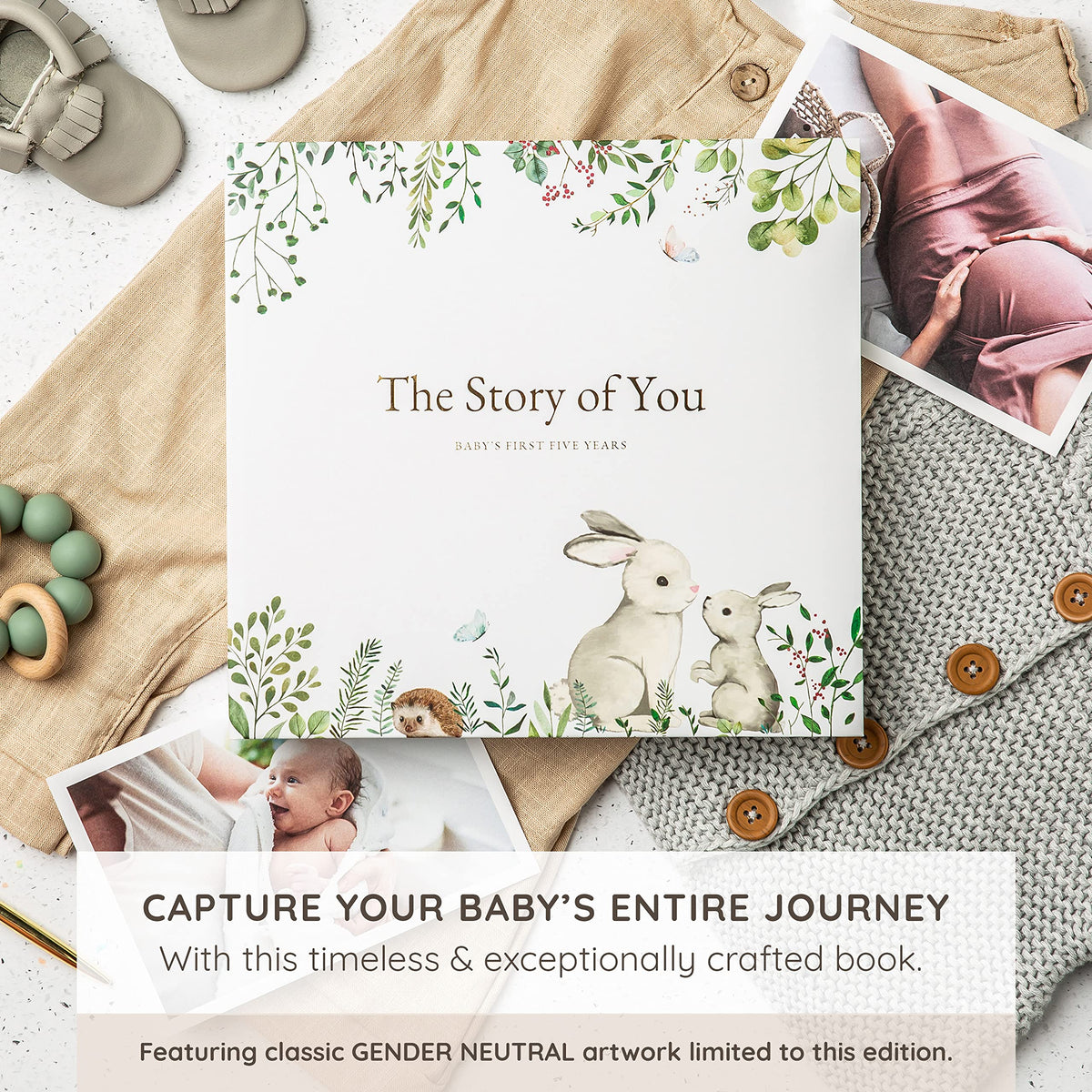 Keepsake Baby Memory Book – Timeless Gender Neutral First 5 Year Baby Book