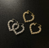 Heart Hoop Earrings for Women 14K Gold Plated Hypoallergenic Bamboo Cubic Zirconia Hoops Lightweight Heart Huggie Earrings for Women Jewelry Gift