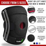 TechWare Pro Knee Brace Support - Relieves ACL, LCL, MCL, Meniscus Tear, Arthritis, Tendonitis Pain. Open Patella Dual Stabilizers Non Slip Comfort Neoprene. Black XLarge