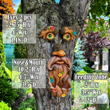 Mood Lab Tree Face Decor with Flowers - Outdoor Old Man Face Decoration - Tree Garden Hugger - Yard Art Statue