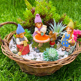 Mood Lab Garden Gnome Figurines - Lady Gnomes Set (3 pcs) - 3.5" H Miniature Decorative Statues & Accessories - Outdoor & Indoor Garden Decor