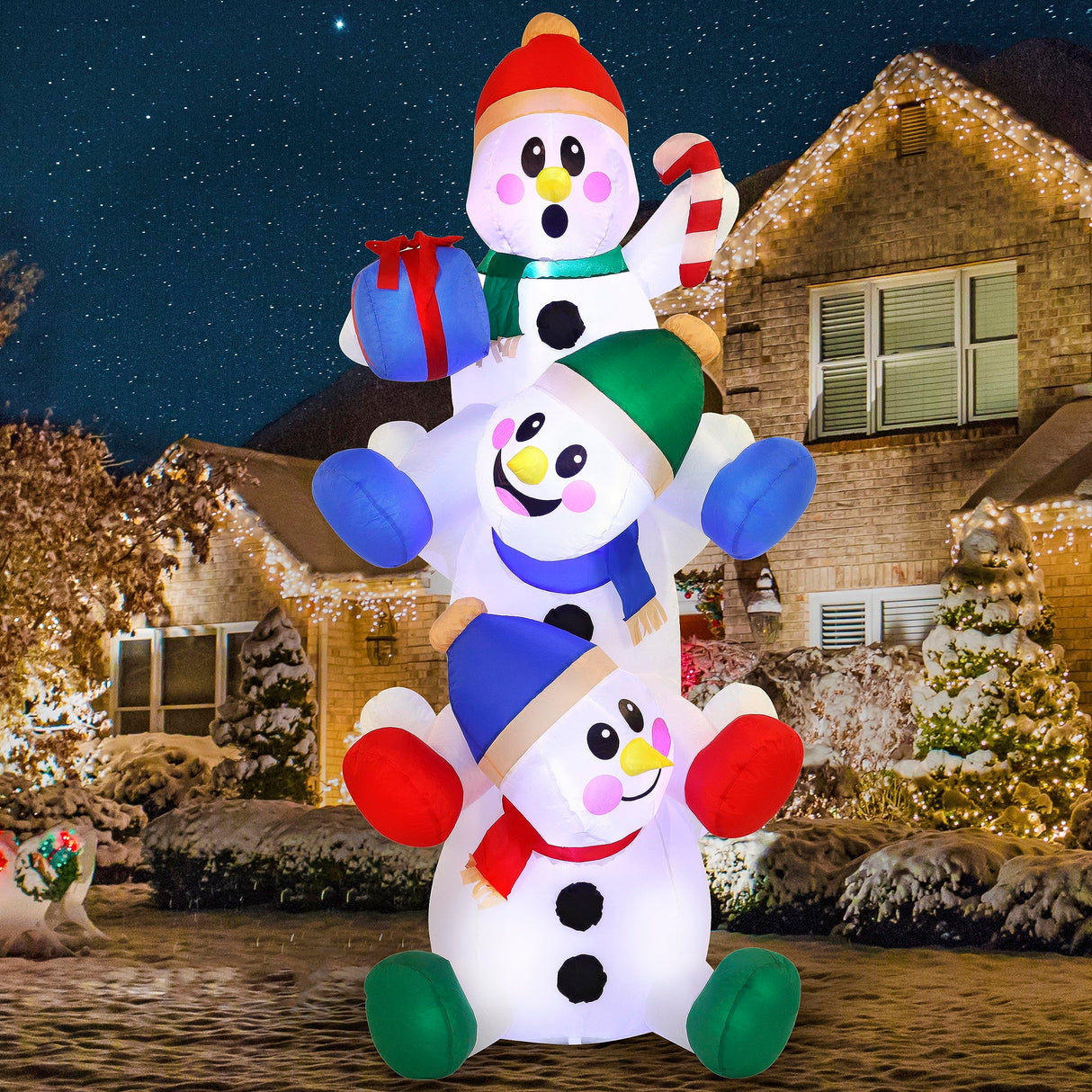 Joiedomi 6 FT Christmas Inflatable Decoration Stacked Snowman with Build-in LEDs Blow Up Inflatables for Xmas Party, Home Indoor Outdoor Christmas Décor Yard Garden Lawn Winter Holiday Supplies Décor