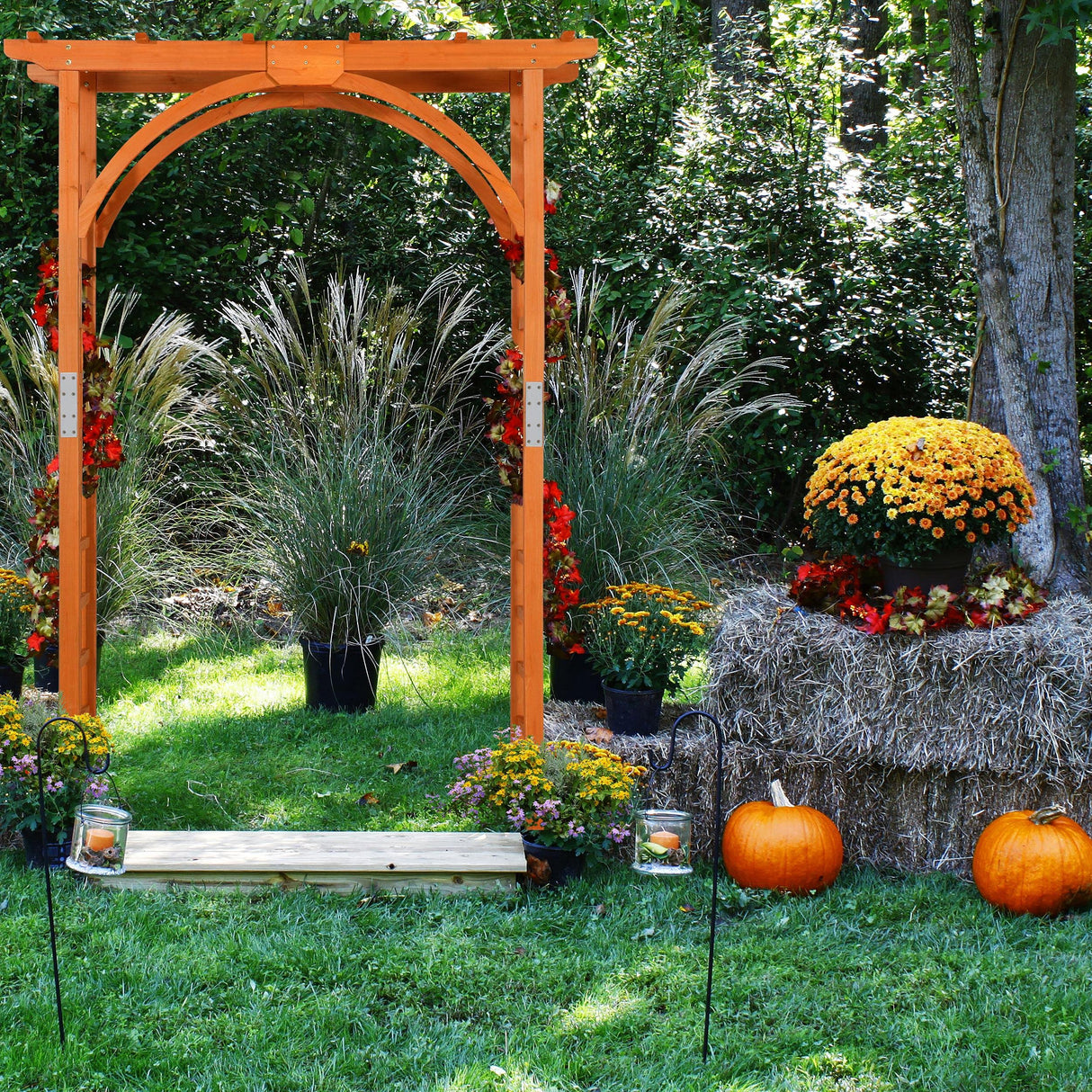 Yaheetech 85in Wooden Garden Arch Arbor Trellis for Backyard Patio Outdoor