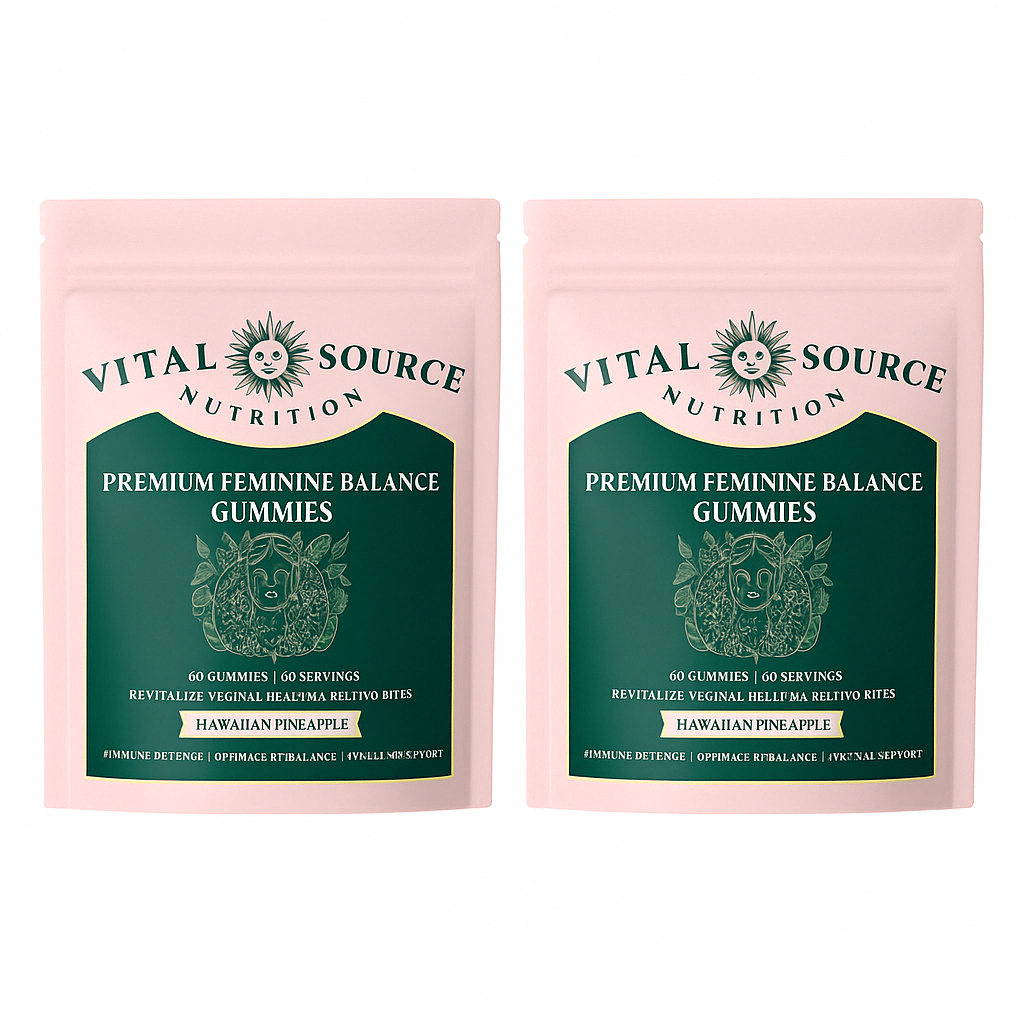 2 Pack Vital Source Nutrition - Premium Feminine Balance Gummies - for Women’s Health & Wellness - Immune Support - Vegan, Gluten-Free - Hawaiian Pineapple - 60 Gummies - 30 Servings