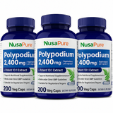 3 Pack NusaPure Polypodium Leucotomos Extract 2400mg 200 Veggie Capsules (Vegetarian, Non-GMO, Vegan)