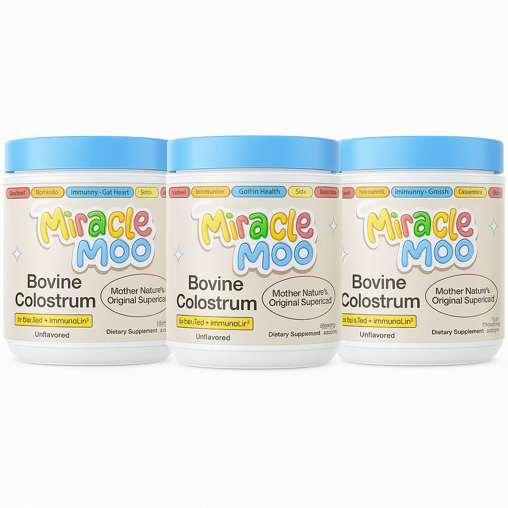 3 Pack Colostrum Supplement for Gut Health, Hair Growth, Beauty and Immune Support - Easy to Mix Grass Fed Bovine Powder - Highest IgG Plus ImmunoLin, Unflavored 60 Servings