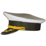 Deluxe Men's Captain Skipper Yacht Hat, Sizes 57-60 CM, Commercial Quality (59 CM) White