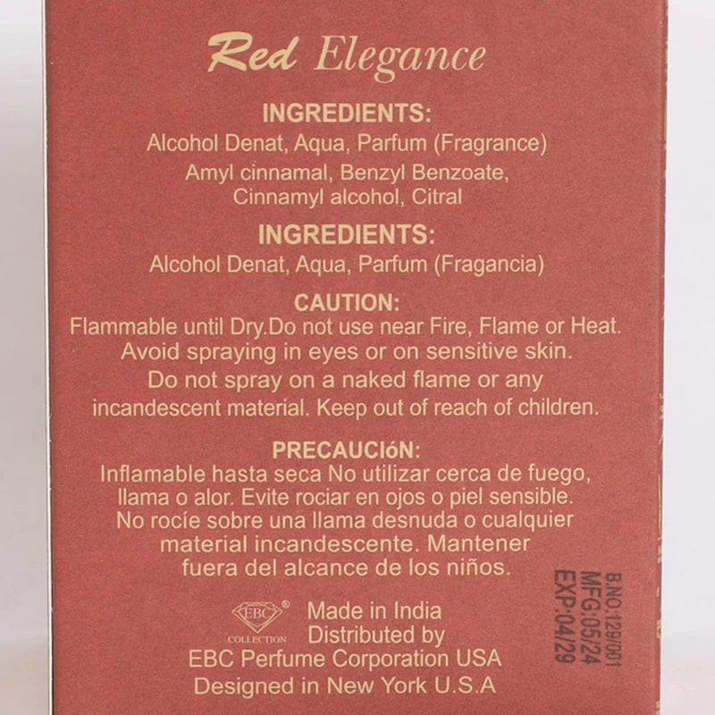 EBC PERFUME Red Elegance Perfume - Eau De Parfum for Women - 3.4 fl.oz
