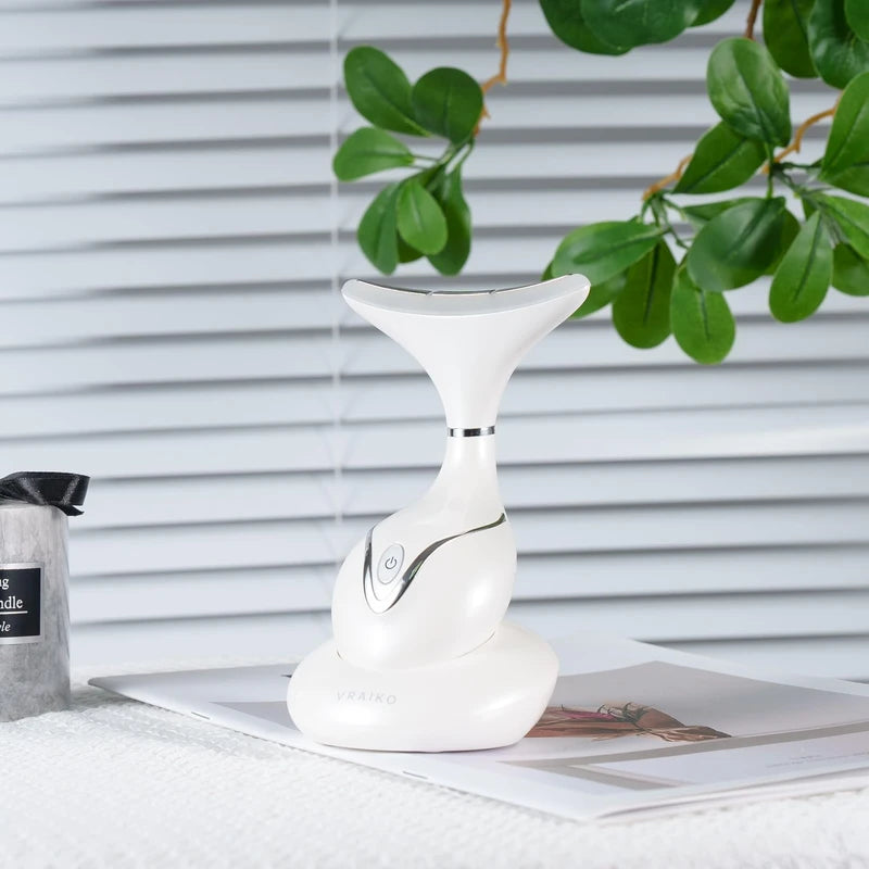 VRAIKO Iris Neck Face Massager, Pro Face Sculpting Tool with Charging Base, All-in-1 Facial Device for Skincare, Enhanced Absorption, and Home Facial Spa (Pearl White)