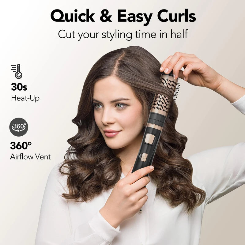 DAILYLIFE Blow Dryer Brush, Rotating Hair Dryer Brush with Detachable Brushes, Ionic Heated Round Brush, 3-in-1 Hot Air Spin Brush Set, 3 Temperature Settings, for All Hair Types