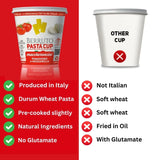 Berruto Individual Pasta Cup 2.4 oz, Pomodoro Mozzarella – Recyclable Microwave Pasta Food Meals – No Palm Oil, Non-Preservatives – (2 Pack)