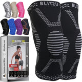 BLITZU Knee Compression Sleeve for Men & Women – Joint Pain Relief, Arthritis, ACL, Meniscus Tear and Injury Recovery (X-Large, Jet Black)