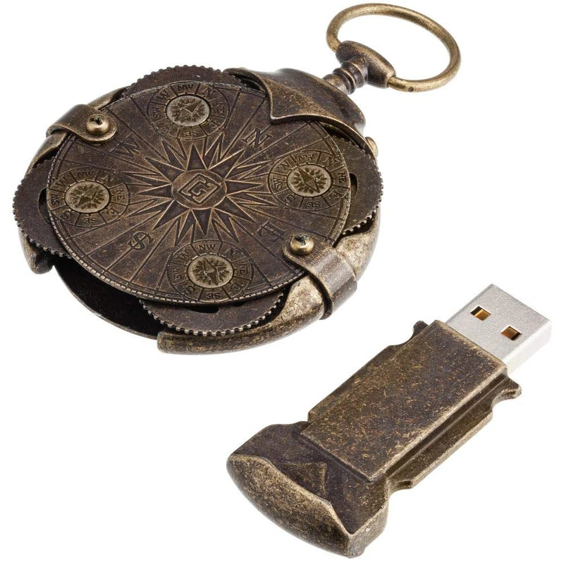 Cryptex - Brújula de bloqueo redondo, unidad flash USB 64 GB, USB 3.0