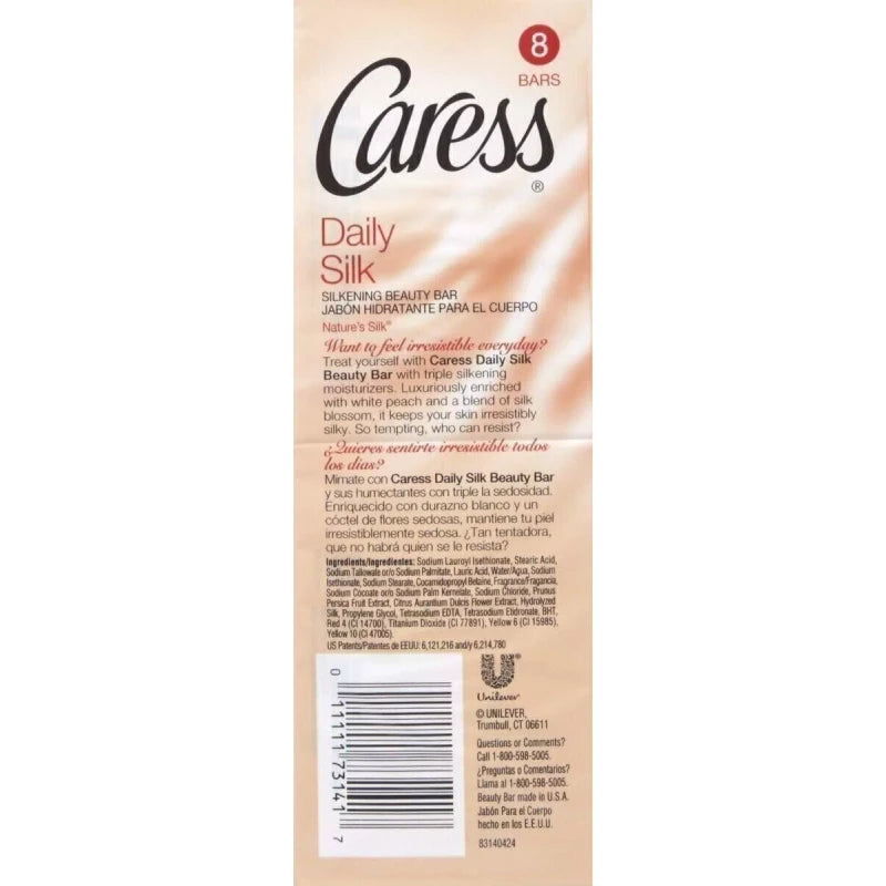 Caress Moisturizing Beauty Bar, Daily Silk, 4 Ounce (Pack of 8)