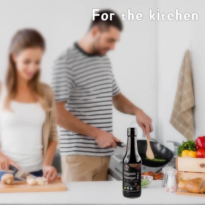 YUHO Organic Black Vinegar Organic Cereals Fermentation Chinkiang Vinegar USDA EU Organic, Less Salt, Kosher, No Artificial Add, Vegan 10.14 fl oz(300ml)