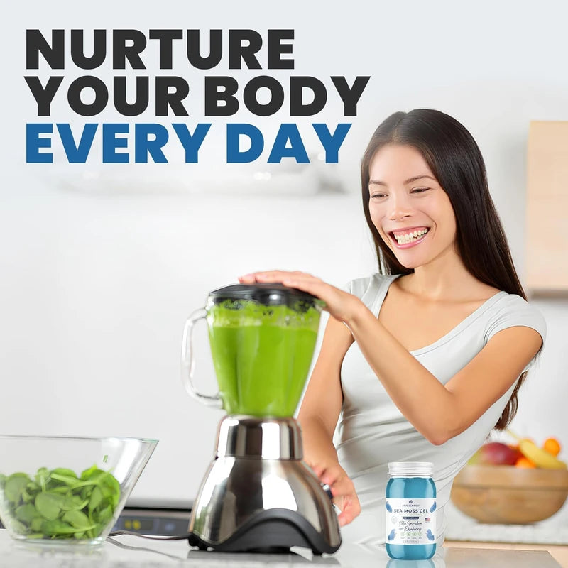 Organic Blue Spirulina Sea Moss Gel – Raw Irish Sea Moss Superfood (16 Fl Oz, Made in the USA)