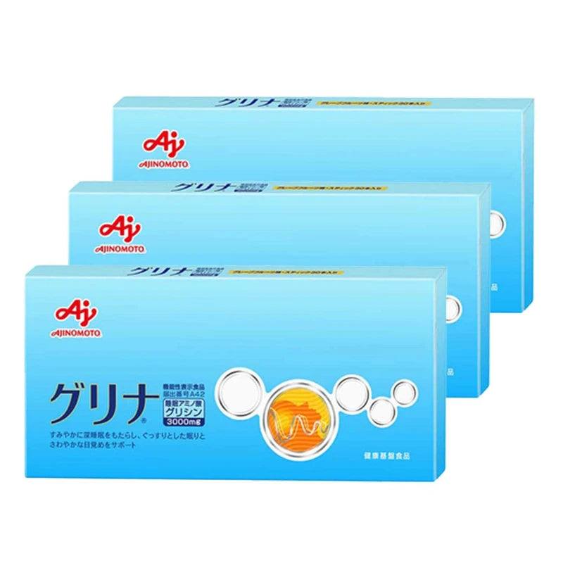 Ajinomoto Grina Sleep Supplement (Food with Functional Claims), Good Sleep, Good Sleep, Good Health, Amino Acids, Glycine (30 Sticks x 3 Boxes, Granules, Grapefruit Flavor)