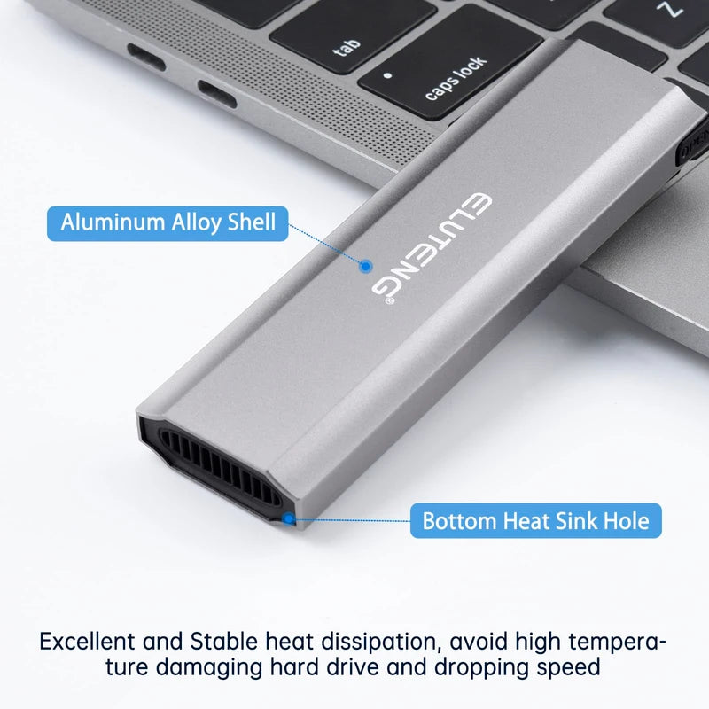 ELUTENG M.2 SSD Enclosure M.2 NVME SATA Dual Protocol Hard Drive Enclosure Aluminum USB 3.2 Gen 2 10Gbps External NVMe to USB SSD Reader Max 4TB Supports M and B&M Keys SSDs