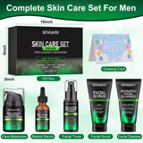 GOWLAVER All In One Men's Skin Care Set Facial Cleanser Toner Scrub Serum Moisturizer