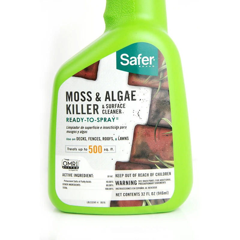 Safer Brand 5324-6 Moss and Algae Killer and Surface Cleaner, 32 oz. Hose Sprayer
