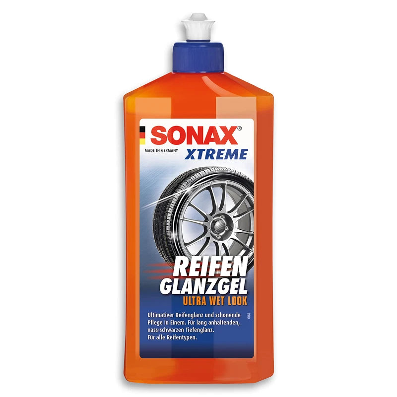 SONAX Xtreme Tyre Gloss Gel (500 ml) Nourishes and Protects Rubber and Tyres From Cracking and Colour Fading, Long-Lasting Tyre Gloss, Item No. 02352410