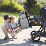 Mancro Diaper Bag Backpack, Large Multifunction Waterproof Travel Baby Changing Bag for Dad Mom with 4 Insulated Pockets and Stroller Straps, Maternity Baby Bag for Boys Girls, Grey