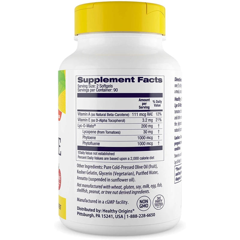 Healthy Origins LYC-O-Mato Lycopene (Non-GMO) 15 mg, 180 Softgels