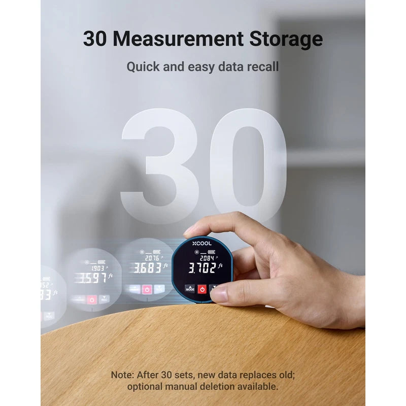 XCOOL 2-in-1 Rolling Digital Tape Measure with Laser, 98-ft Laser Tape Measure & 328-ft Rolling Tape Measure with Digital Readout and Magnetic Back Design,Small Tape Measure with Unit Switching
