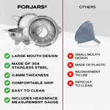 Forjars Canning Funnel Set - with Strainer for Wide and Regular Mason Jars and Food Funnels for Transferring Oils - Durable, Small, Stainless Steel Kitchen Funnel Set - Canning Supplies Kit