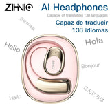 ZIHNIC S09 AI Translation Earbuds Language Translation Device & Accents Translation in Real Time for Travel Business Learning - Color: Black