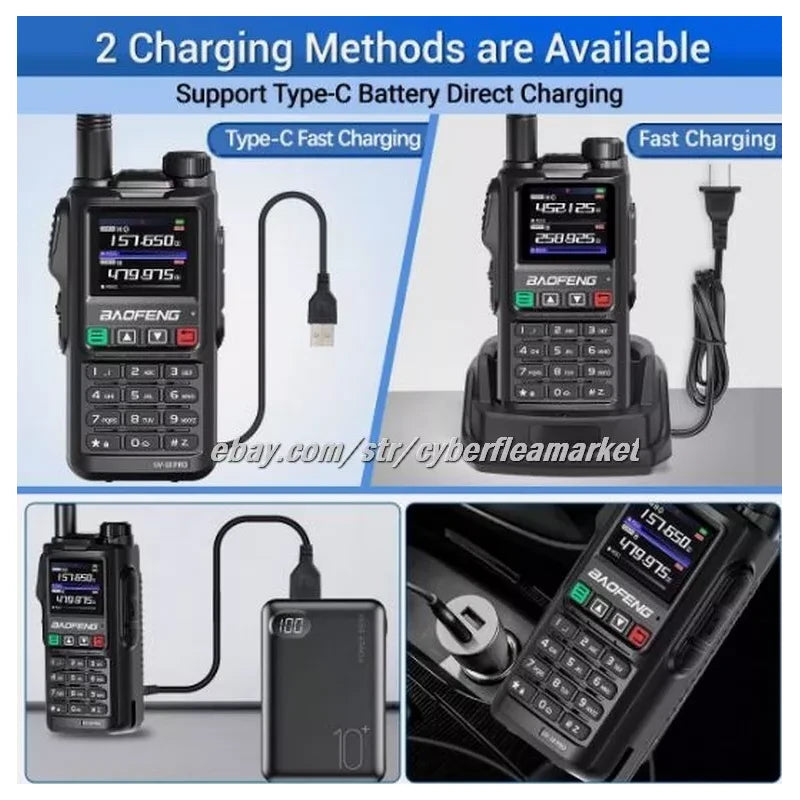 BaoFeng UV18 Pro Max GPS Air Band Walkie Talkie NOAA Type-C Long Range Ham Radio