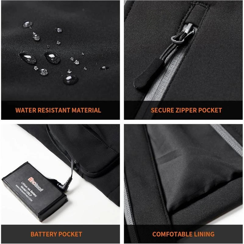 PROSmart Heated  with Hood and 12Volt Battery Pack (Black) Menswear Coats Tops  Hoodie Casual Beige Plain outdoor jacket softshell turtle  2025 jaket premium softshell turtle sandbox helmet tiktok shop shark anatomy shirt Two-Touch LED - Color: black, Si