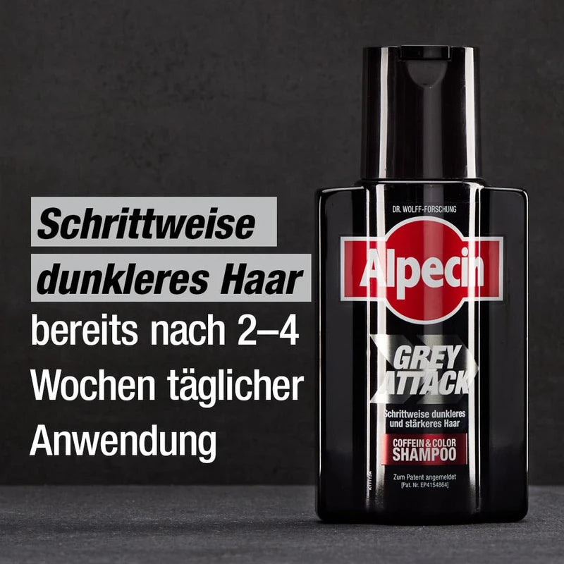 Alpecin Grey Attack Caffeine & Colour Shampoo - 5 x 75 ml - Gradual Hair Darkening | Natural Colour Result from 3-4 Weeks | Hereditary Hair Loss is Prevented