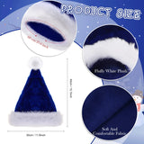 Vicenpal 50 Pcs Santa Hat Bulk Christmas Hat Plush Velvet Party Hat for Men Women Christmas Party Decoration and Supplies(Blue)