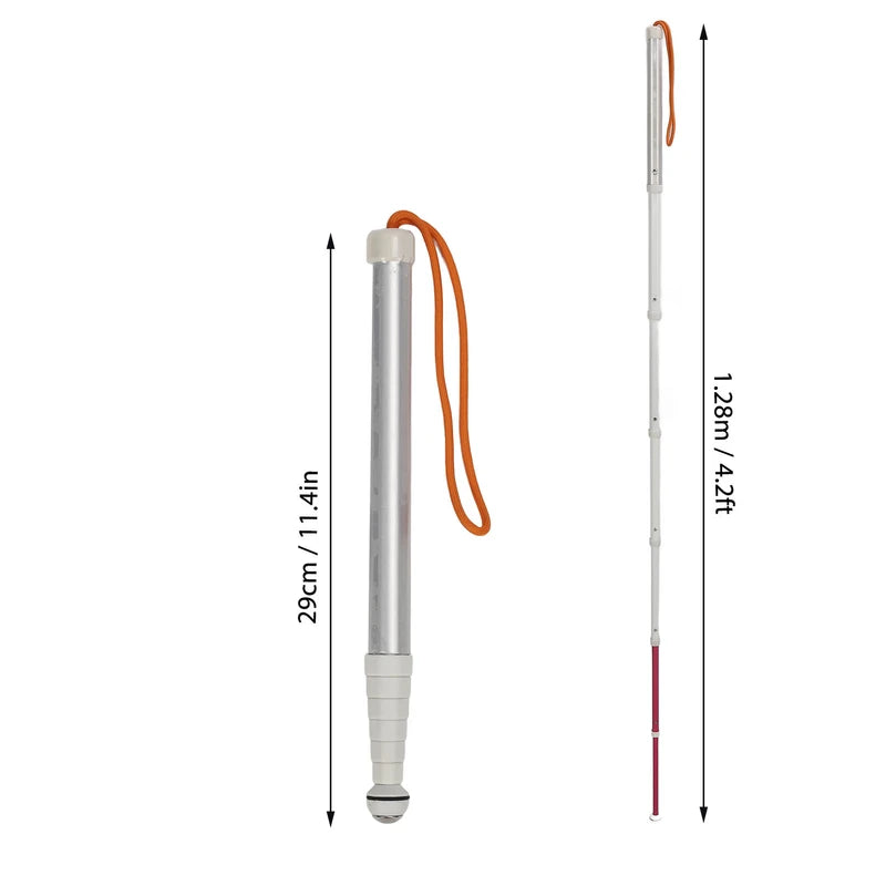 Telescopic Blind Walking Stick Anti Slip Shockproof Blind Reflective Guide Cane with Storage Bag for Visually Impaired People