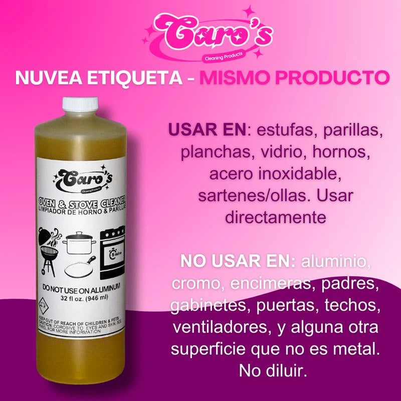 Caro's Pack de 32oz Limonazo, Removedor de Sarro, Desgrasa Degreaser, & Oven Cleaner Limpiador de Hornos Household