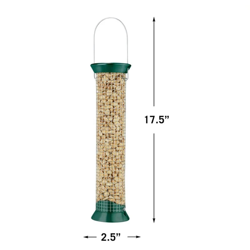 Droll Yankees New Generation Peanut Feeder, Wild Bird Feeder, 13-Inch, 1 lb Nut Capacity,Green
