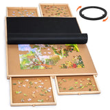 Gamenote 1500 Pieces Rotating Jigsaw Puzzle Table with Puzzle Cover, Portable Large Puzzle Board with Drawers for Puzzle Storage, Wooden Smooth Plateau Work Surface for Kids Family Game