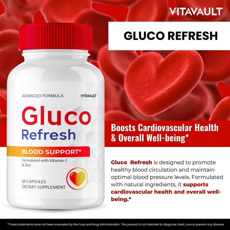 Vitavault Gluco Refresh Capsules, GlucoRefresh Support Supplement Pills - Maximum Strength, Gluco Refresh Health & Wellness Capsules, GlucoRefresh All Natural Formula Pills Reviews (2 Pack)