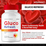 Vitavault Gluco Refresh Capsules, GlucoRefresh Support Supplement Pills - Maximum Strength, Gluco Refresh Health & Wellness Capsules, GlucoRefresh All Natural Formula Pills Reviews (2 Pack)