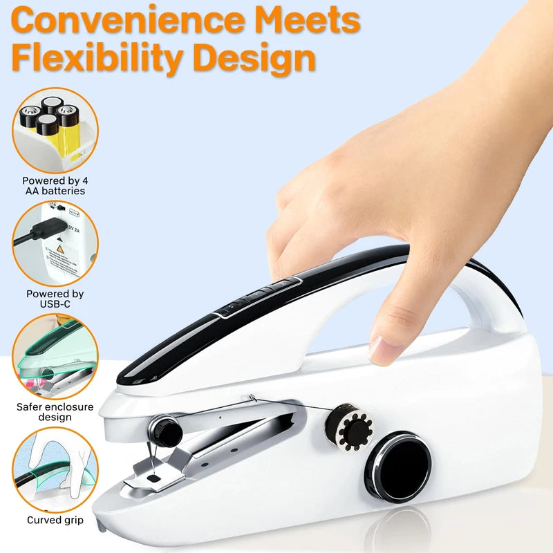pobugy Handheld Sewing Machine, Mini Hand Sewing Machine for Beginners, 2 Speed Adjustment Electric Portable Sewing Machine, Easy to Use and Fast Stitch, Suitable for Adults, DIY, Home, Traveling